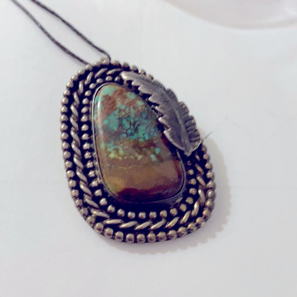 Giant turquoise stone Native American pendant